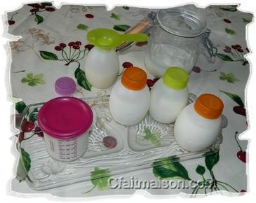 Kfir de lait filtr et mis en petites bouteilles ou petit pot individuels.